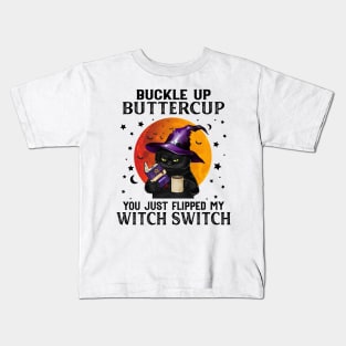 Cat Halloween Witch Kids T-Shirt